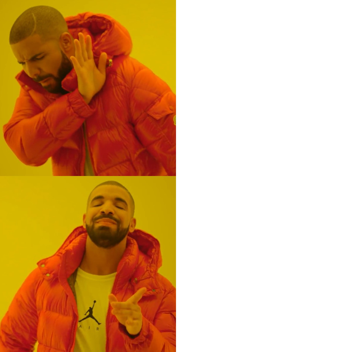 Drake Hotline Bling meme about Woxer