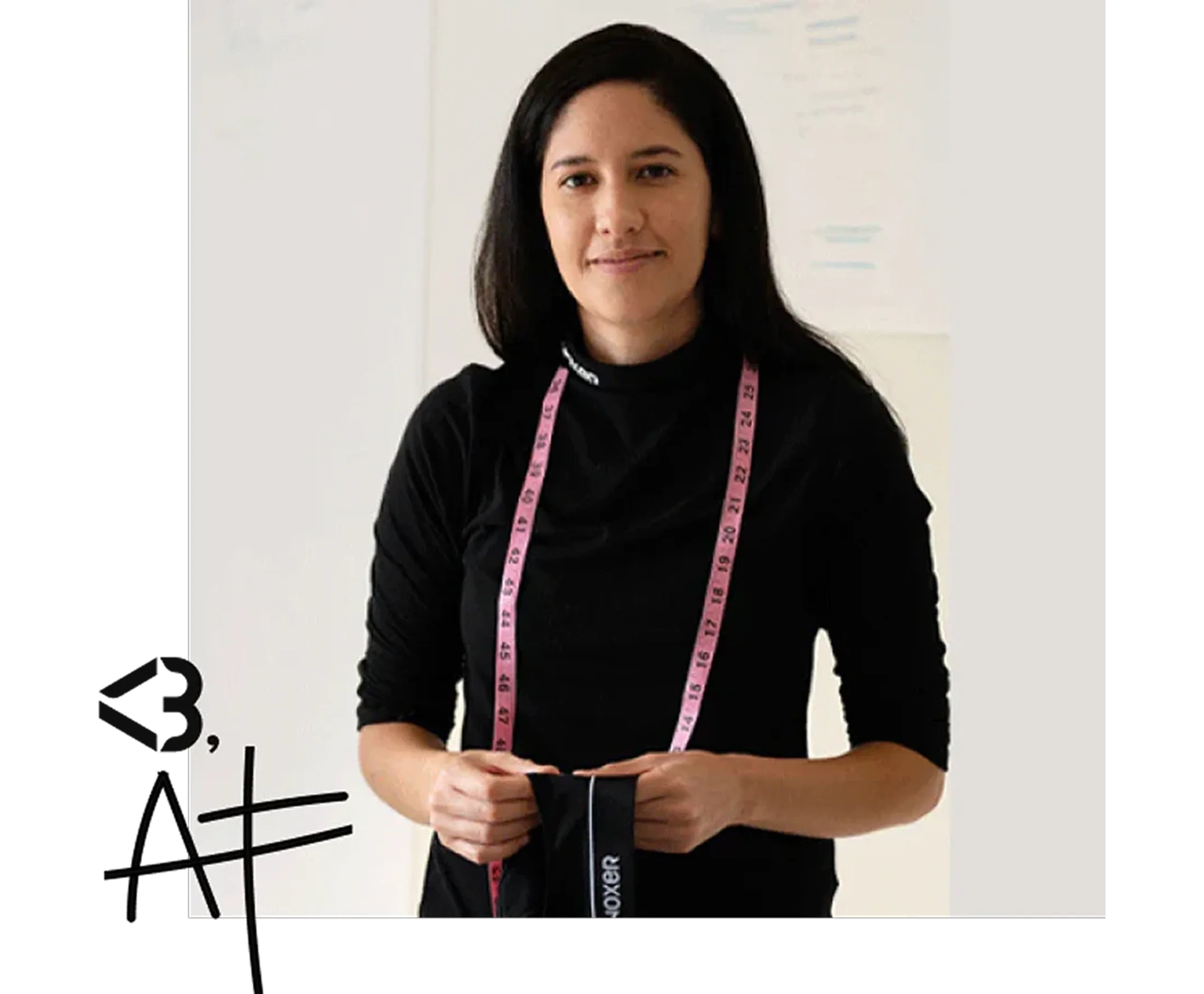 Woman with a measuring tape around her neck