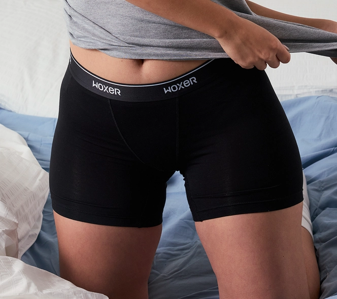 Black Woxer boxer brief, tee tucked up